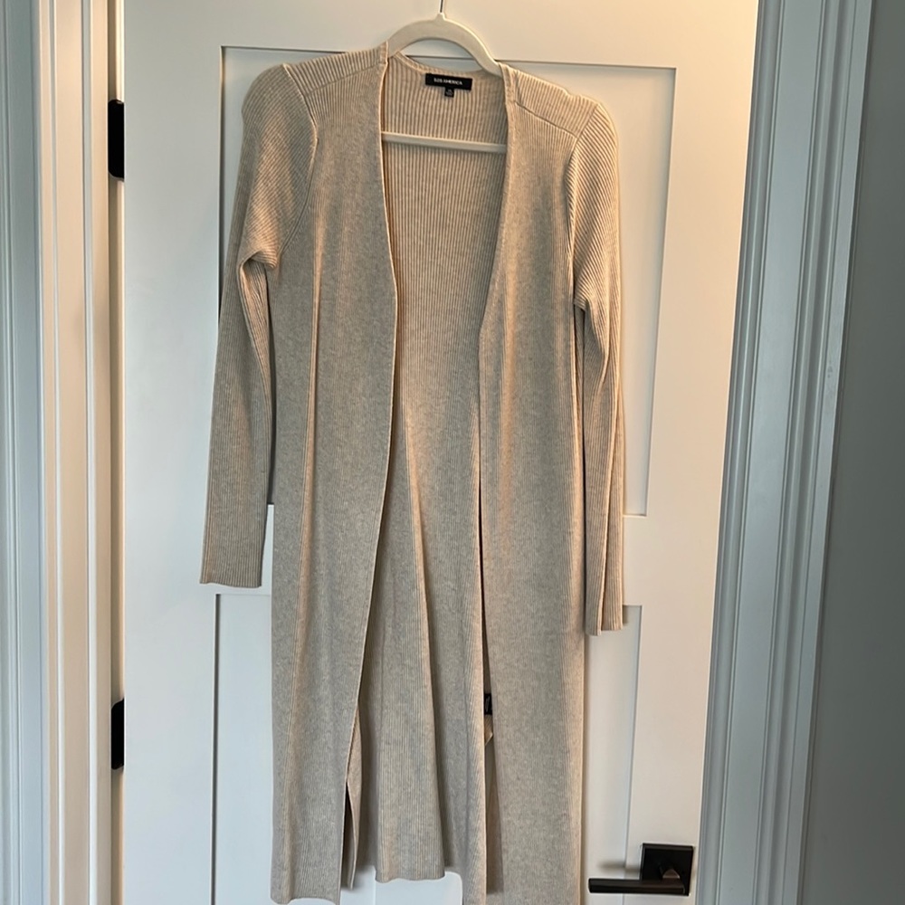 Cream, ribbed duster sweater - size XS